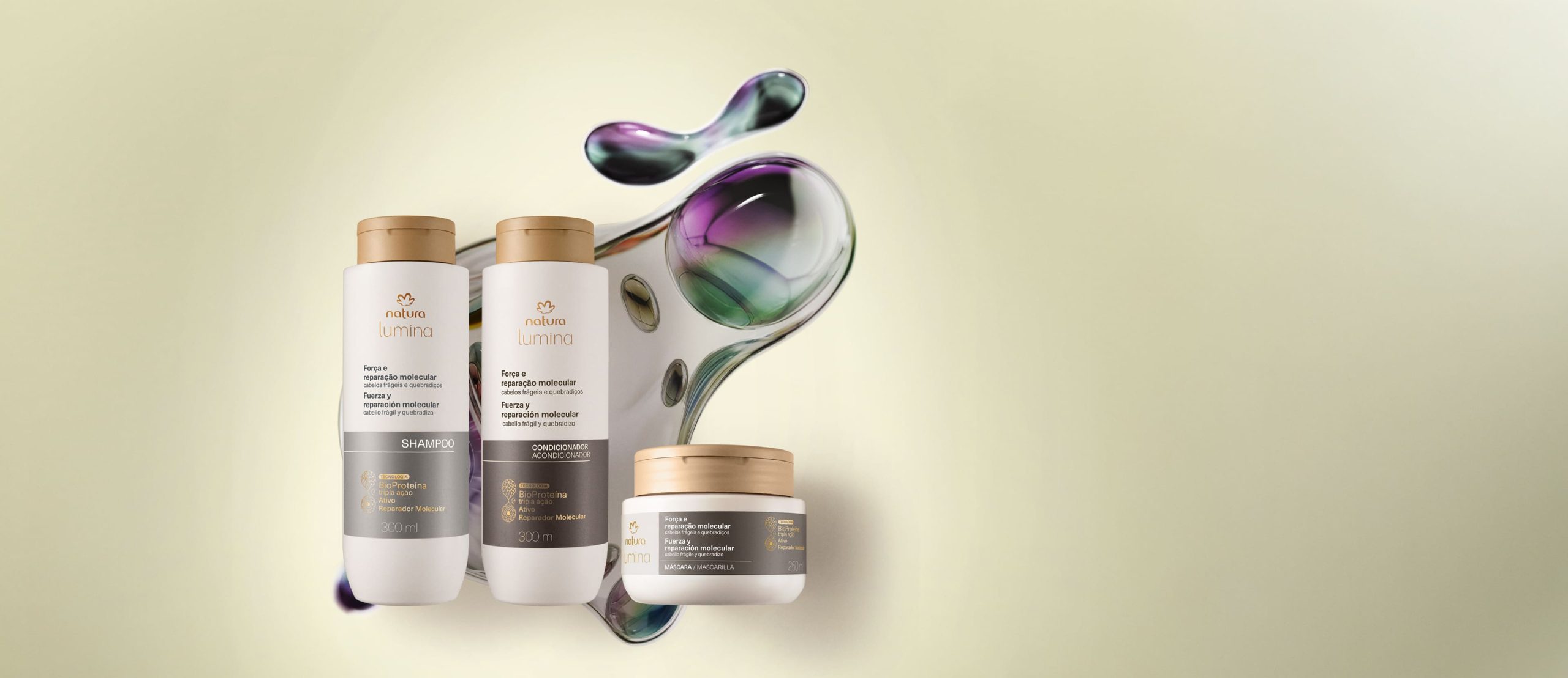 Kit Shampoo, Condicionador e Máscara Lumina Força e Reparação Molecular (3 produtos) 1 Kit Shampoo Condicionador e Mascara Lumina Forca e Reparacao Molecular scaled