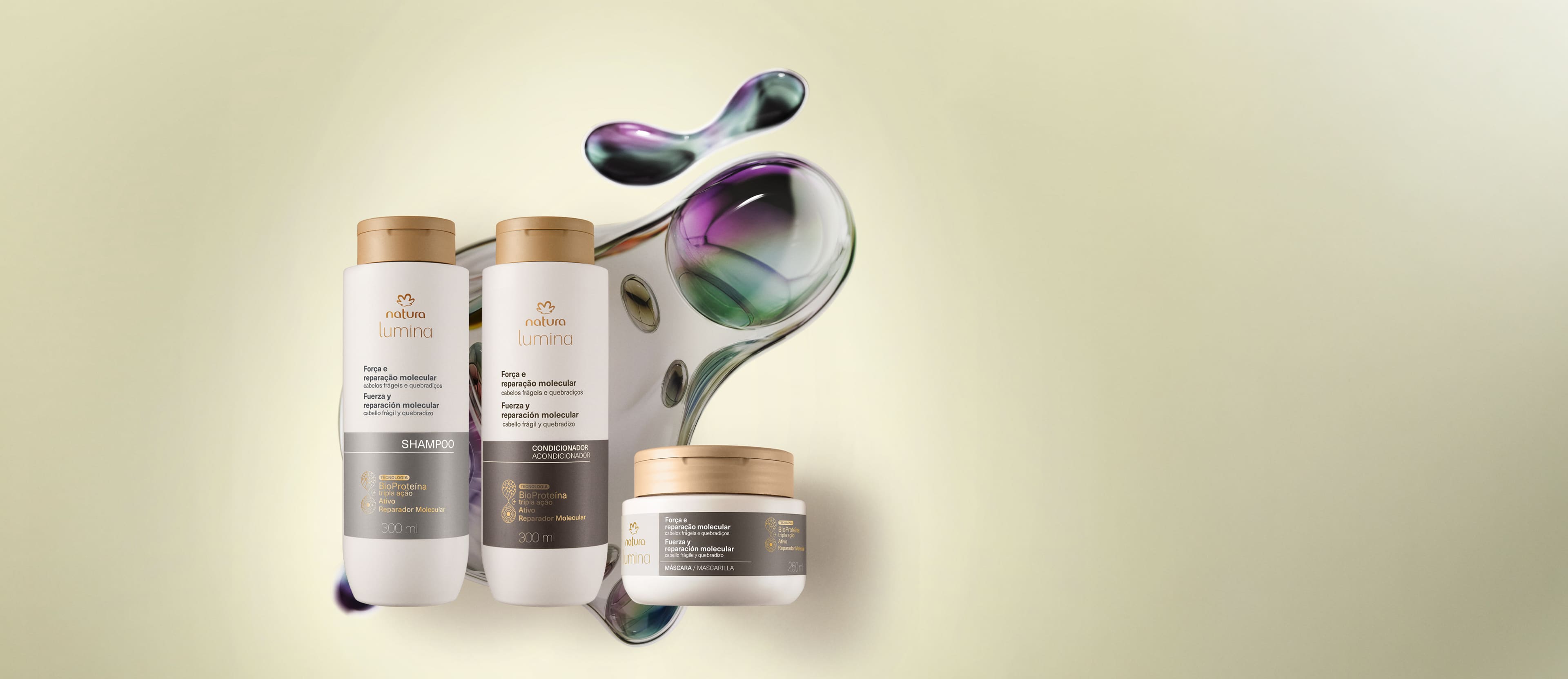 Kit Shampoo, Condicionador e Máscara Lumina Força e Reparação Molecular (3 produtos) 2 Kit Shampoo Condicionador e Mascara Lumina Forca e Reparacao Molecular