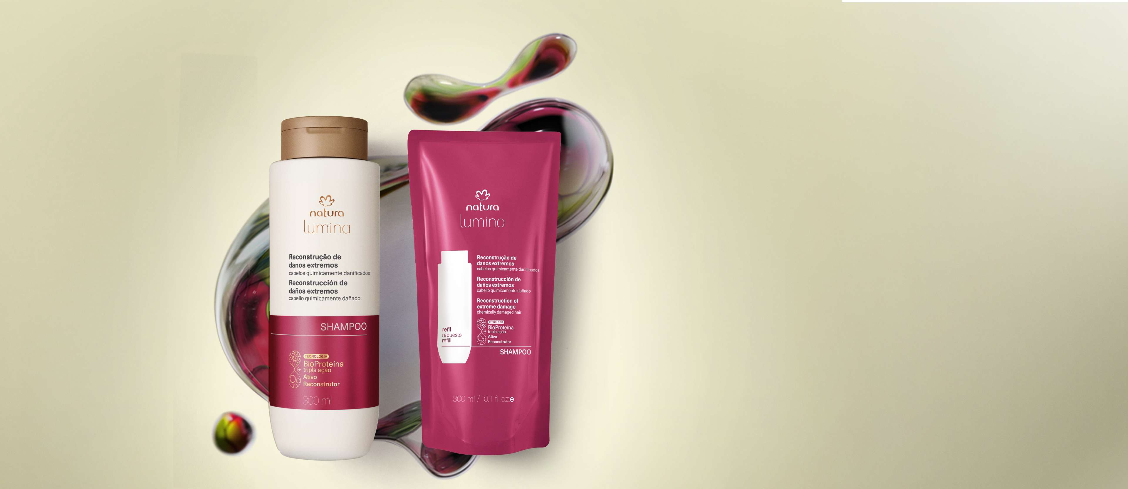 Kit Shampoo Reestruturante Lumina em embalagem elegante