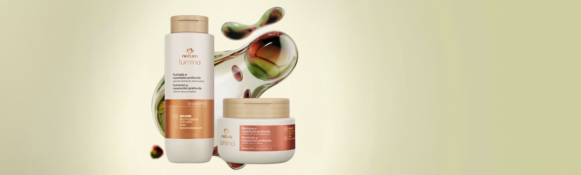Kit Shampoo e Máscara Nutrição e Reparação 2 Embalagens novas do Kit Lumina
