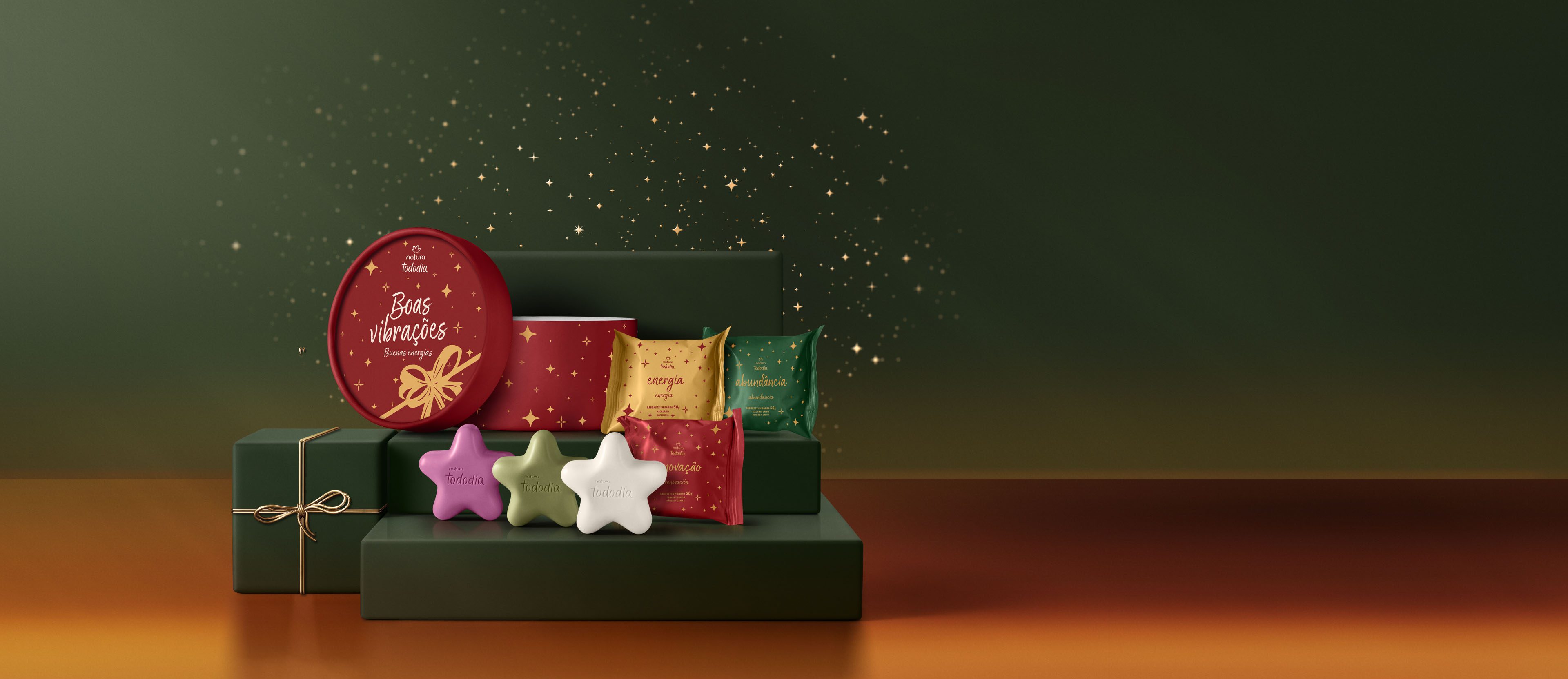Caixa elegante do kit sabonetes estrelas Natura