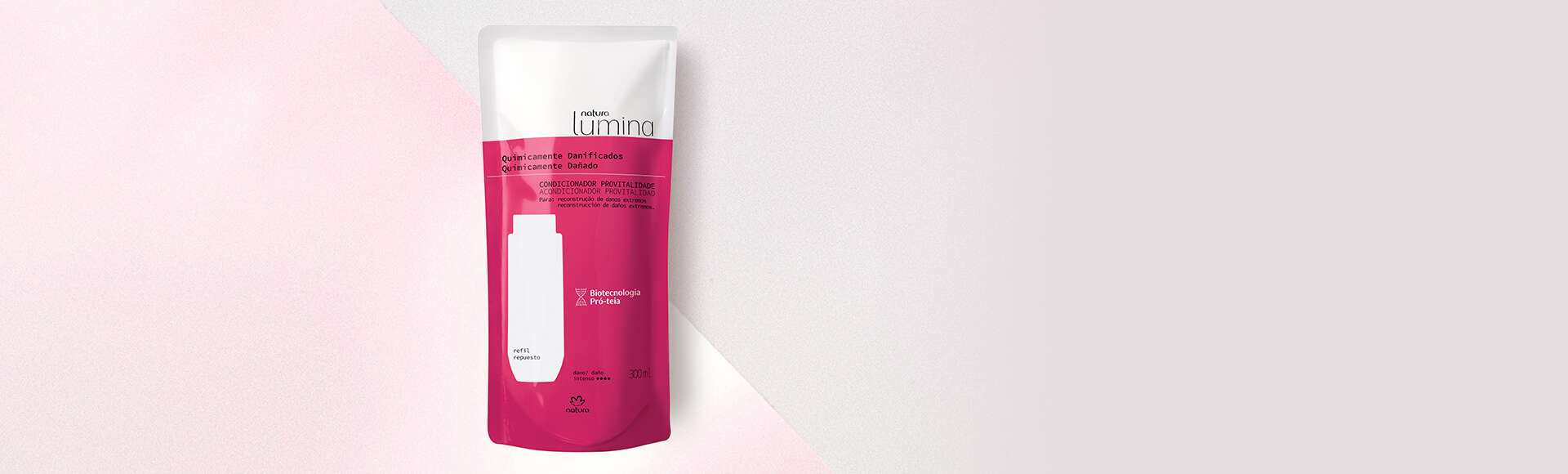 Refil Condicionador Provitalidade para Cabelos Quimicamente Danificados Lumina 2 Refil Condicionador Lumina em embalagem elegante