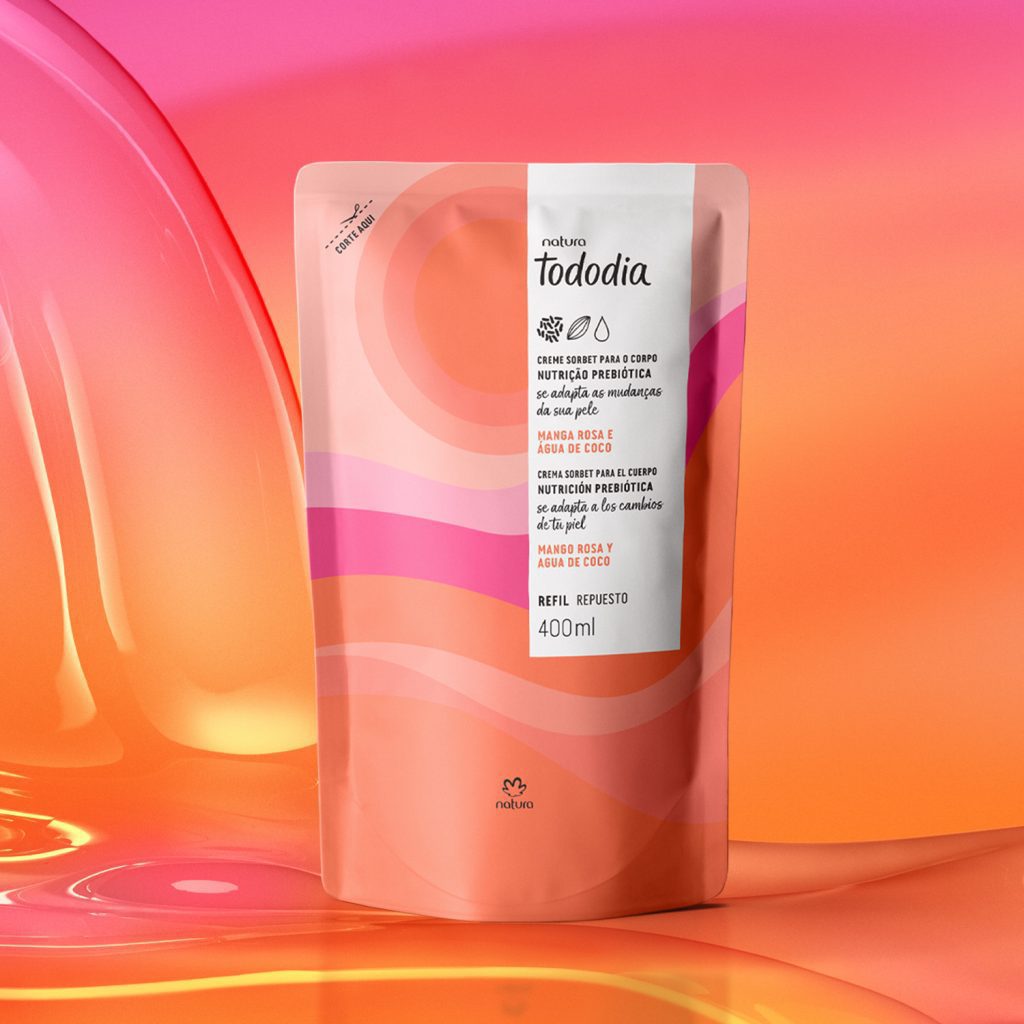 Refil Creme Sorbet Desodorante Nutritivo para o Corpo Tododia Manga Rosa e Água de Coco