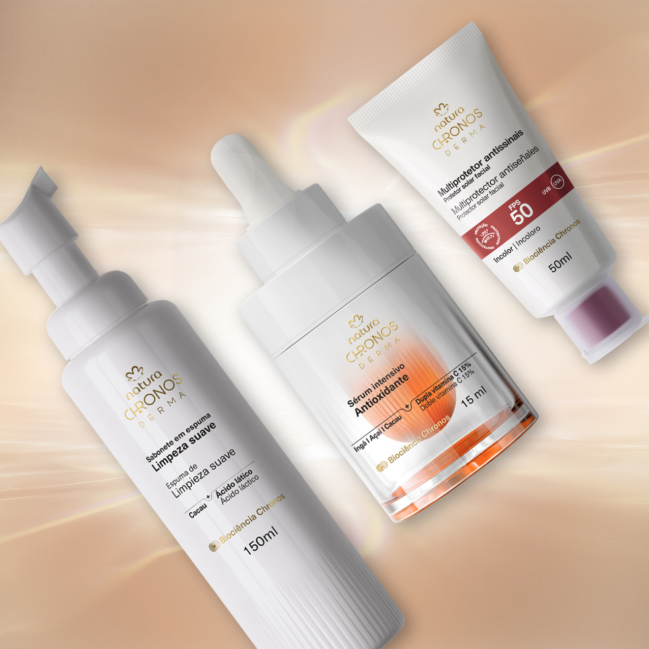 Sérum e Protetor do Kit Chronos Derma