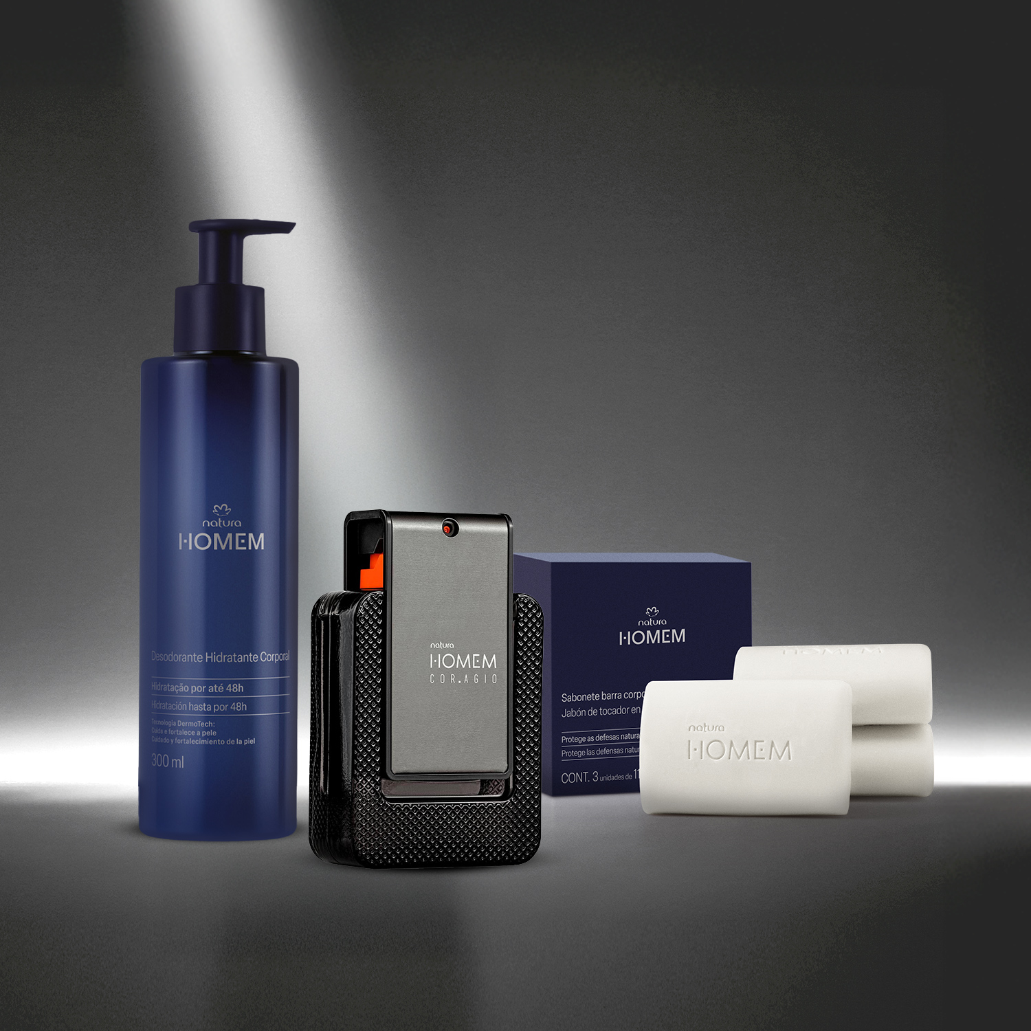 Sabonetes 2 em 1 do kit Natura Homem