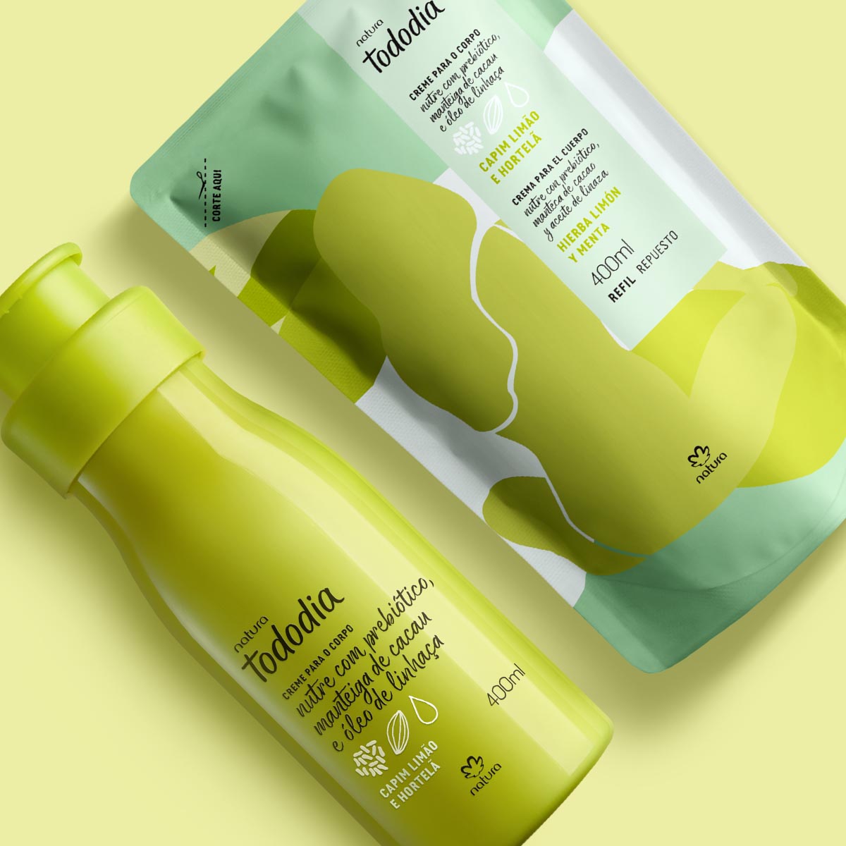Detalhe do refil do Creme Tododia Capim Limão e Hortelã