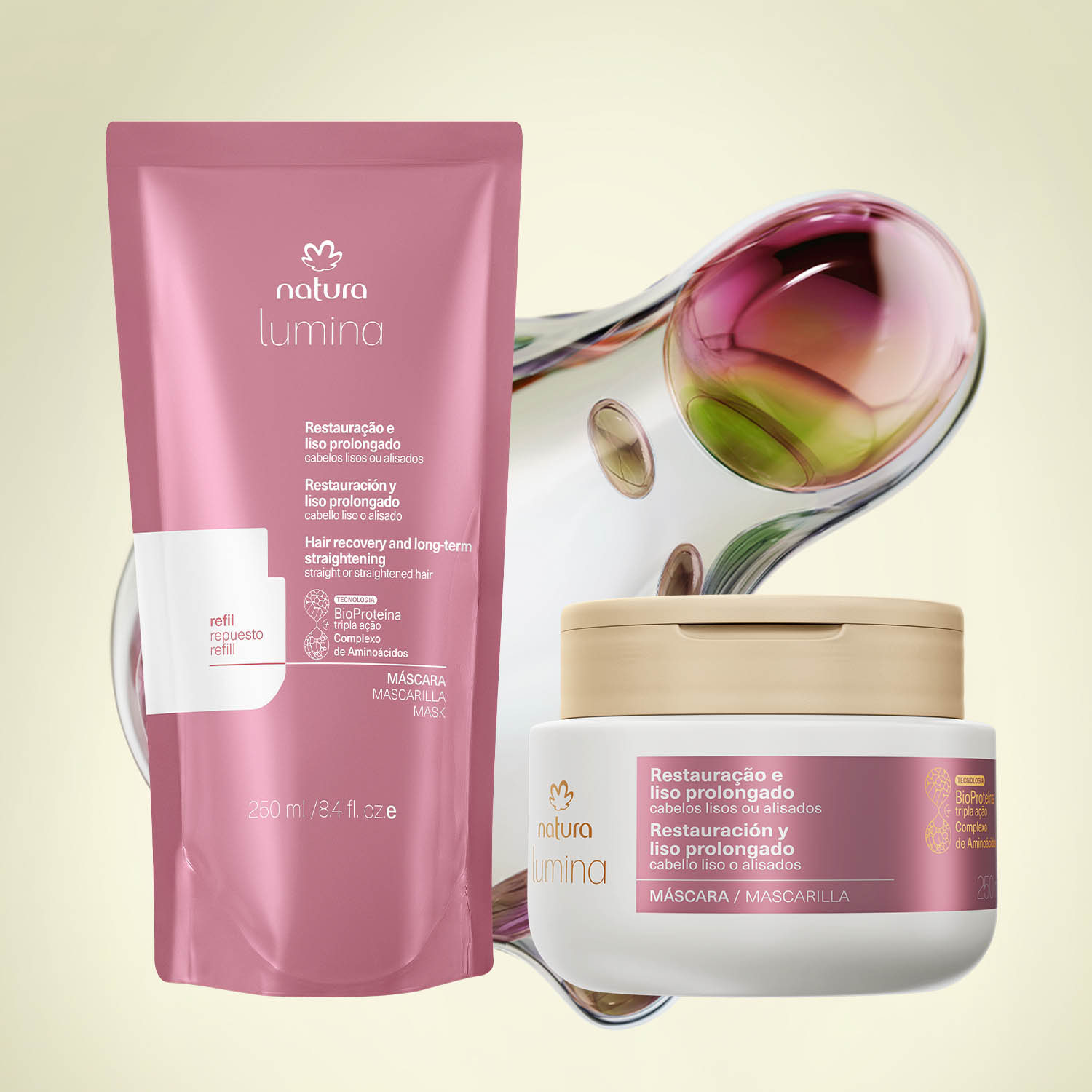 1767650059 854 Kit Mascara com Refil Lumina Restauracao e Liso Prolongado