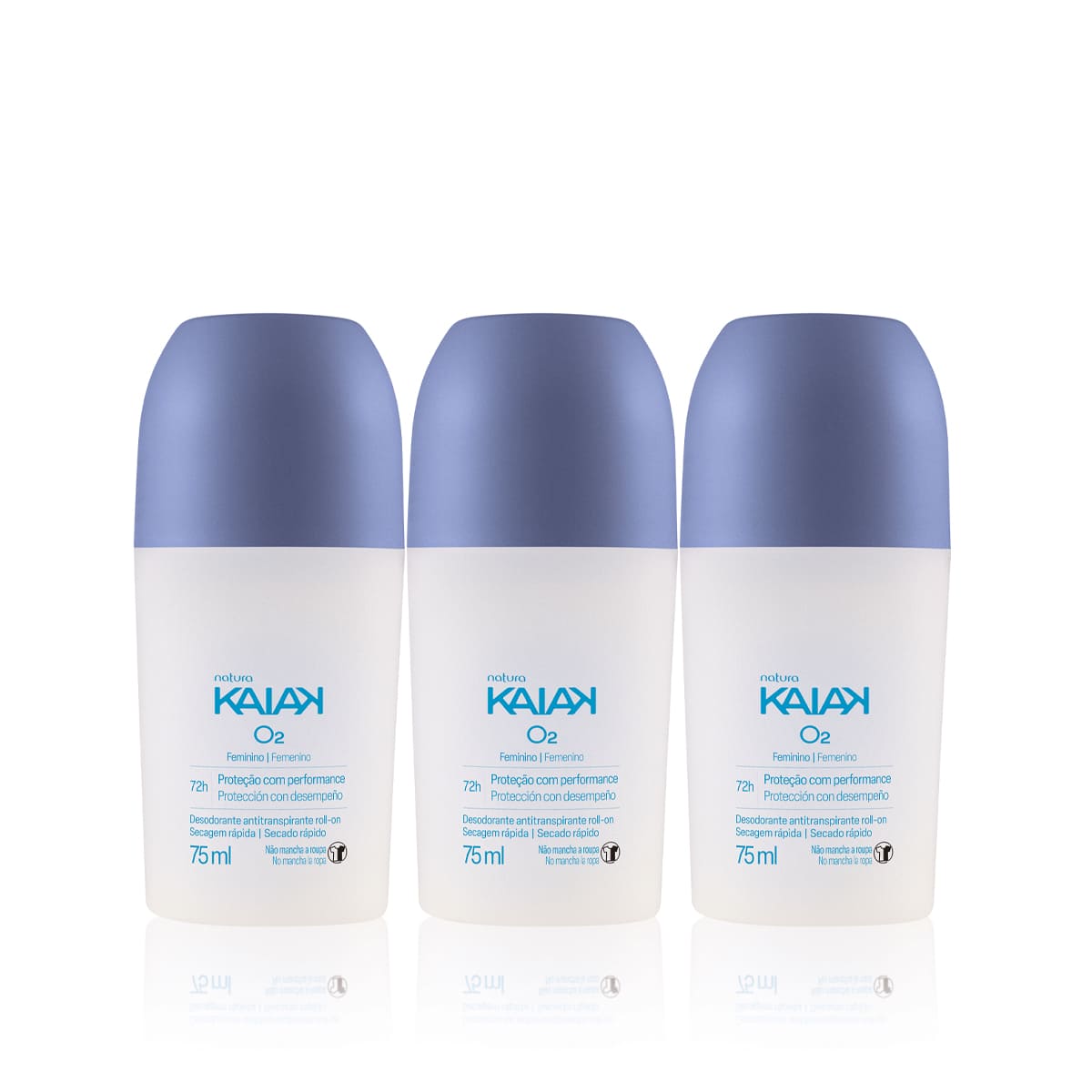 1767867876 130 Kit Desodorante Antitranspirante Roll on Kaiak O2 Feminino 3 unidades