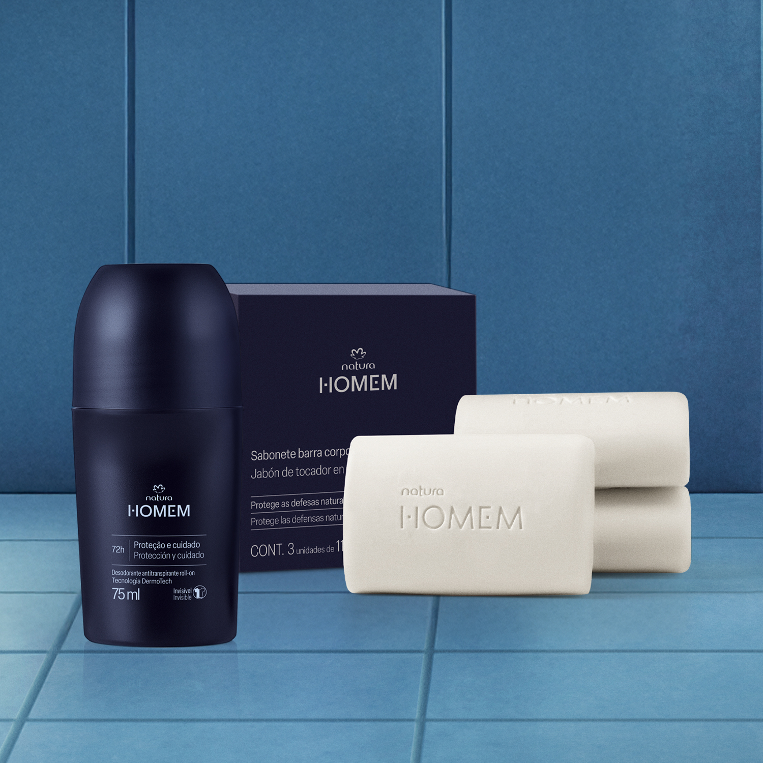 Kit Desodorante Roll-on e Sabonete Corpo e Barba Natura Homem (2 produtos) 3 1768049742 566 Kit Desodorante Roll on e Sabonete Corpo e Barba Natura Homem