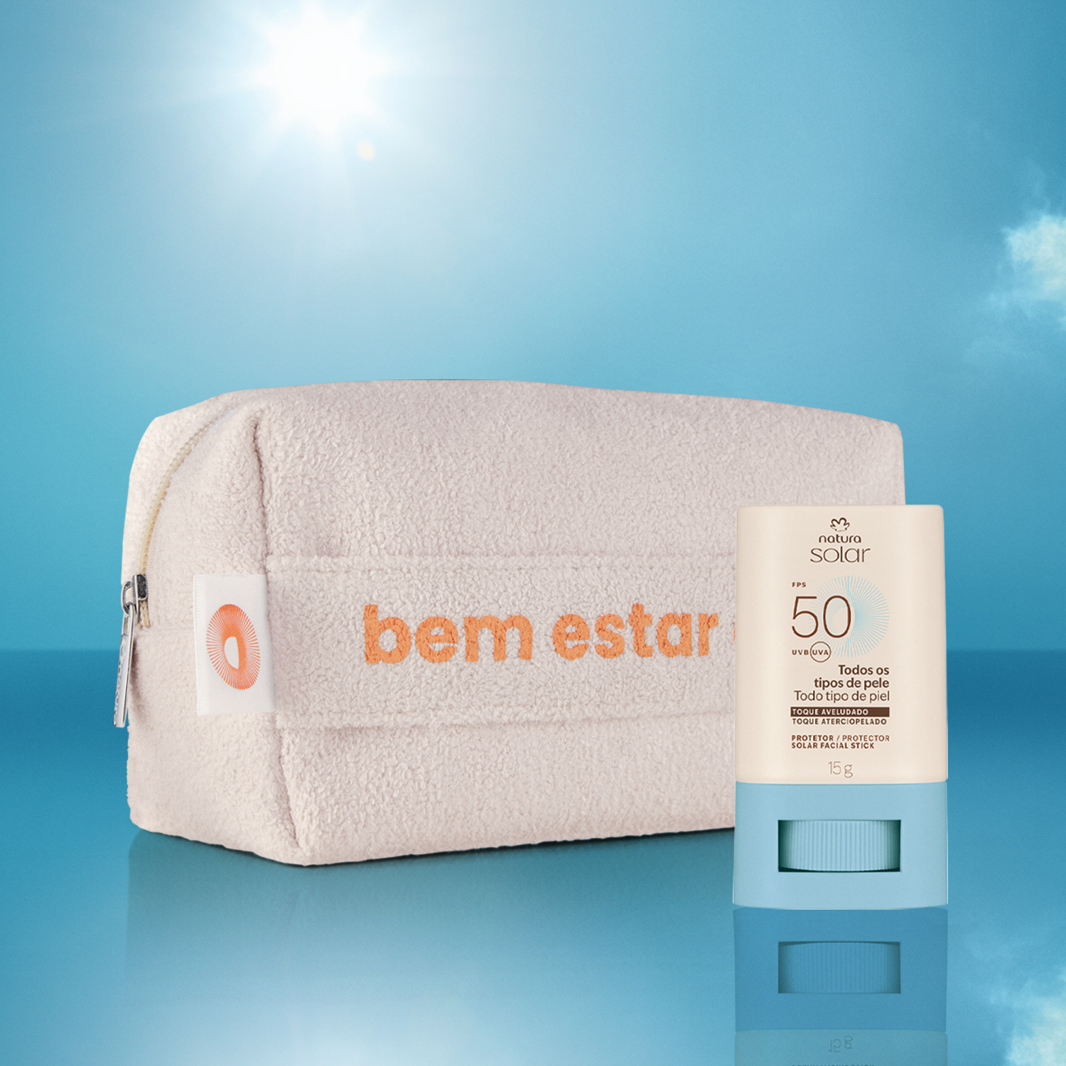 1768355799 8 Kit Protetor Solar Facial Stick FPS 50 e Necessaire Natura