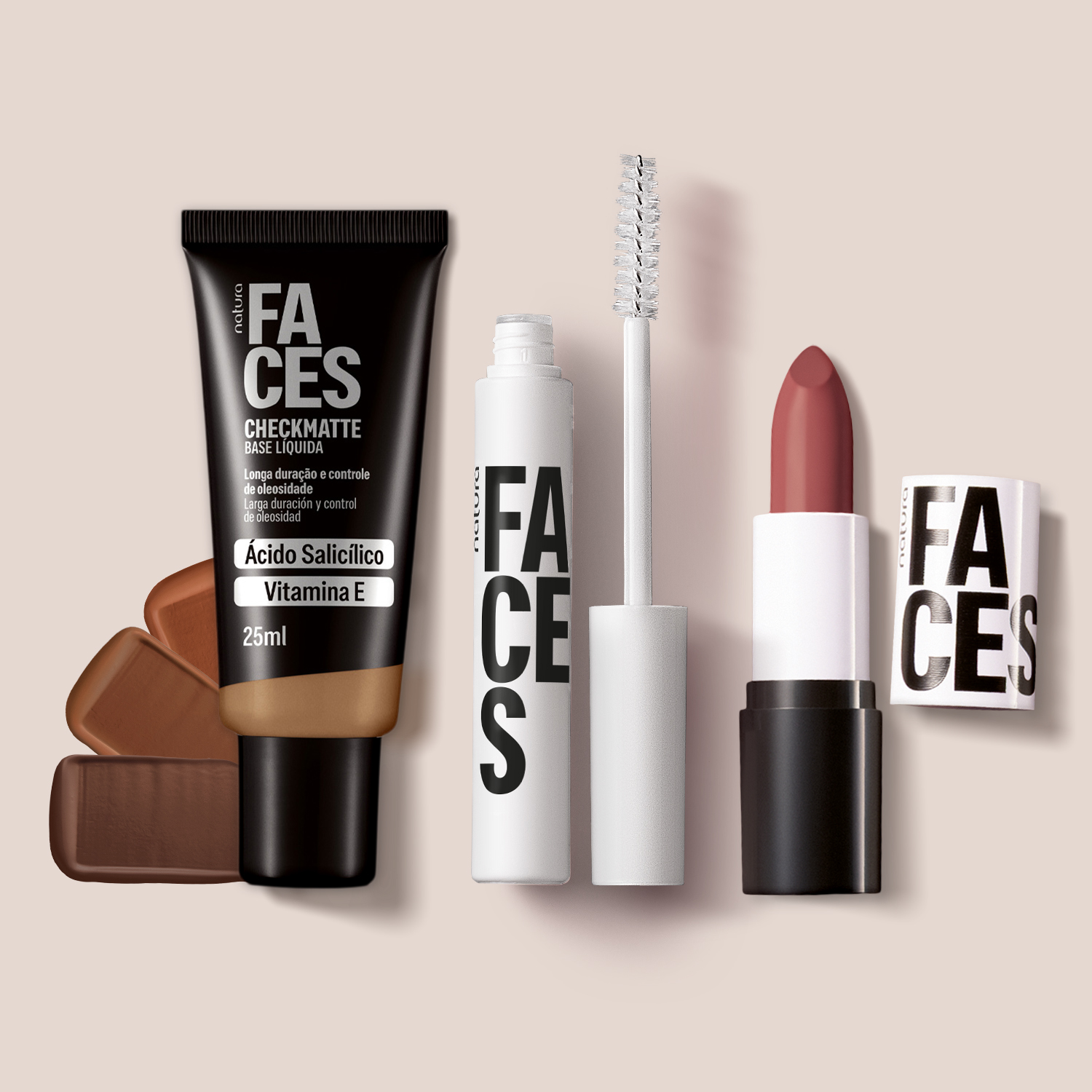 1768437991 0 Kit Faces Base Checkmatte Mascara Incolor e Batom Matte