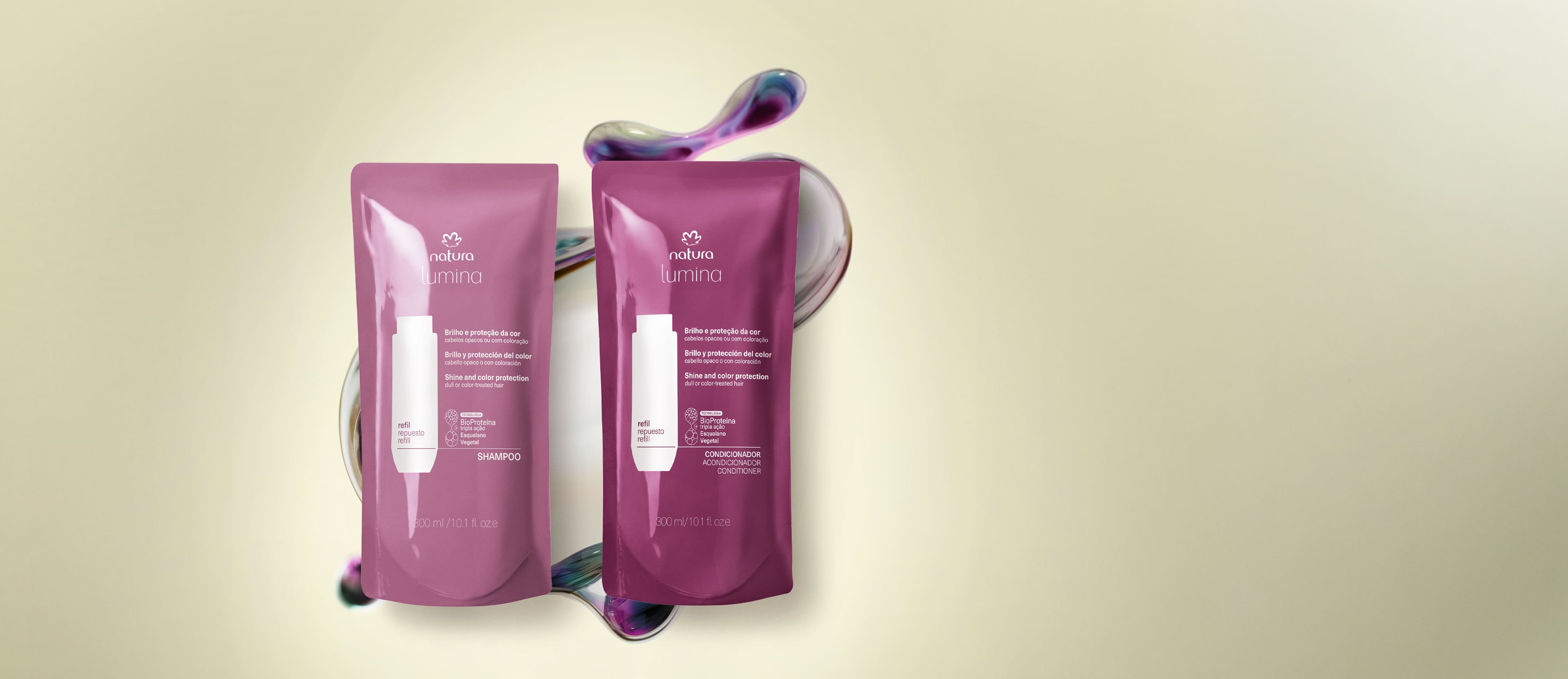 1768443351 9 Kit Refis Shampoo e Condicionador Lumina Brilho e Protecao da