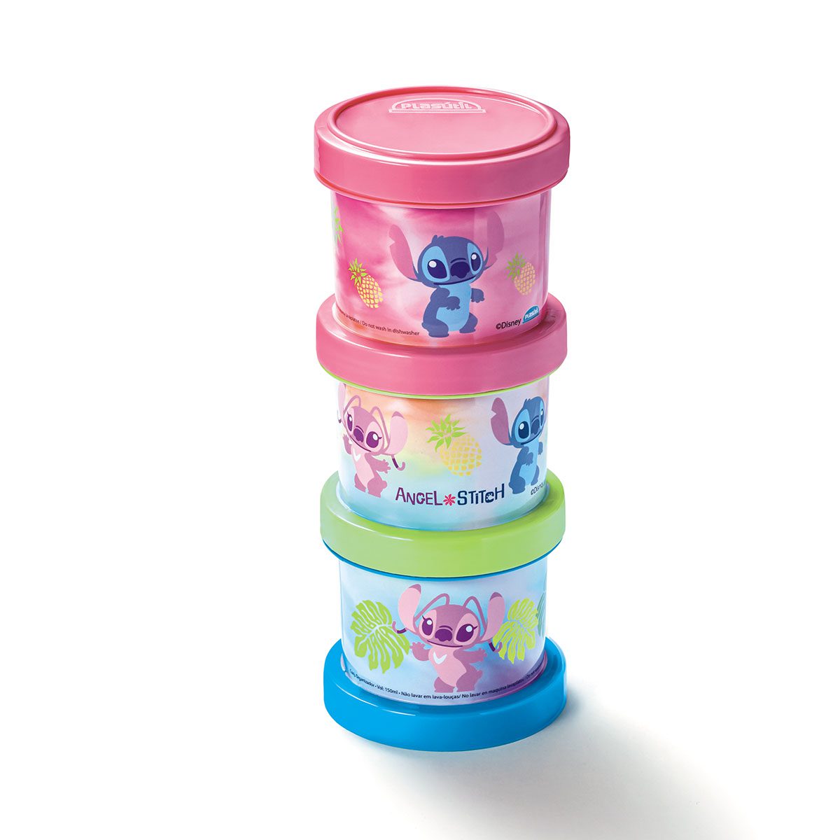 Kit 3 Potes Redondos Stitch Tie-Dye 2 Kit 3 Potes Redondos Stitch Tie Dye