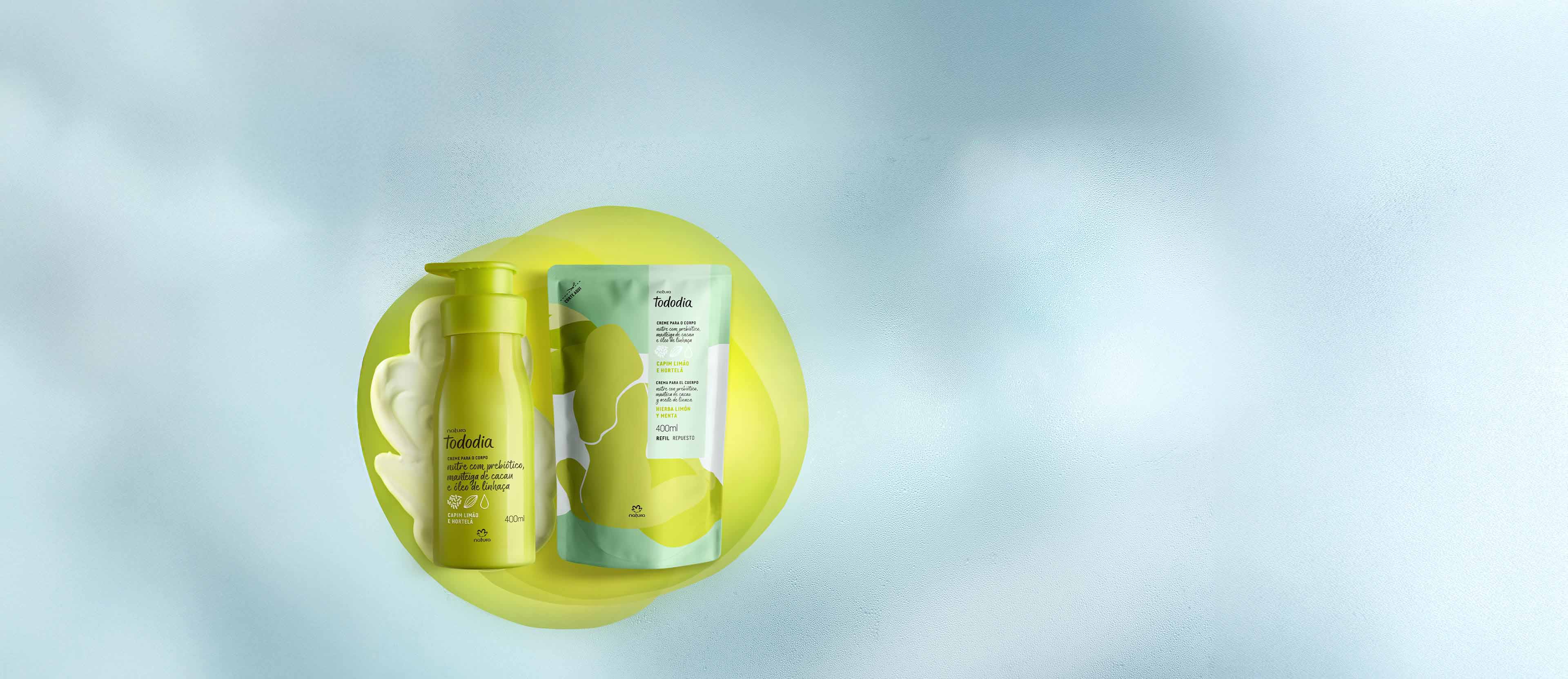 Kit Creme Nutritivo Tododia Capim Limão e Hortelã em fundo clean