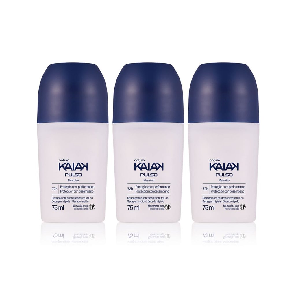 Kit Desodorante Antitranspirante Roll-on Kaiak Pulso Masculino (3 unidades)