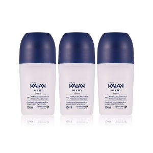 Loja 72 Kit Desodorante Antitranspirante Roll-on Kaiak Pulso Masculino (3 unidades)