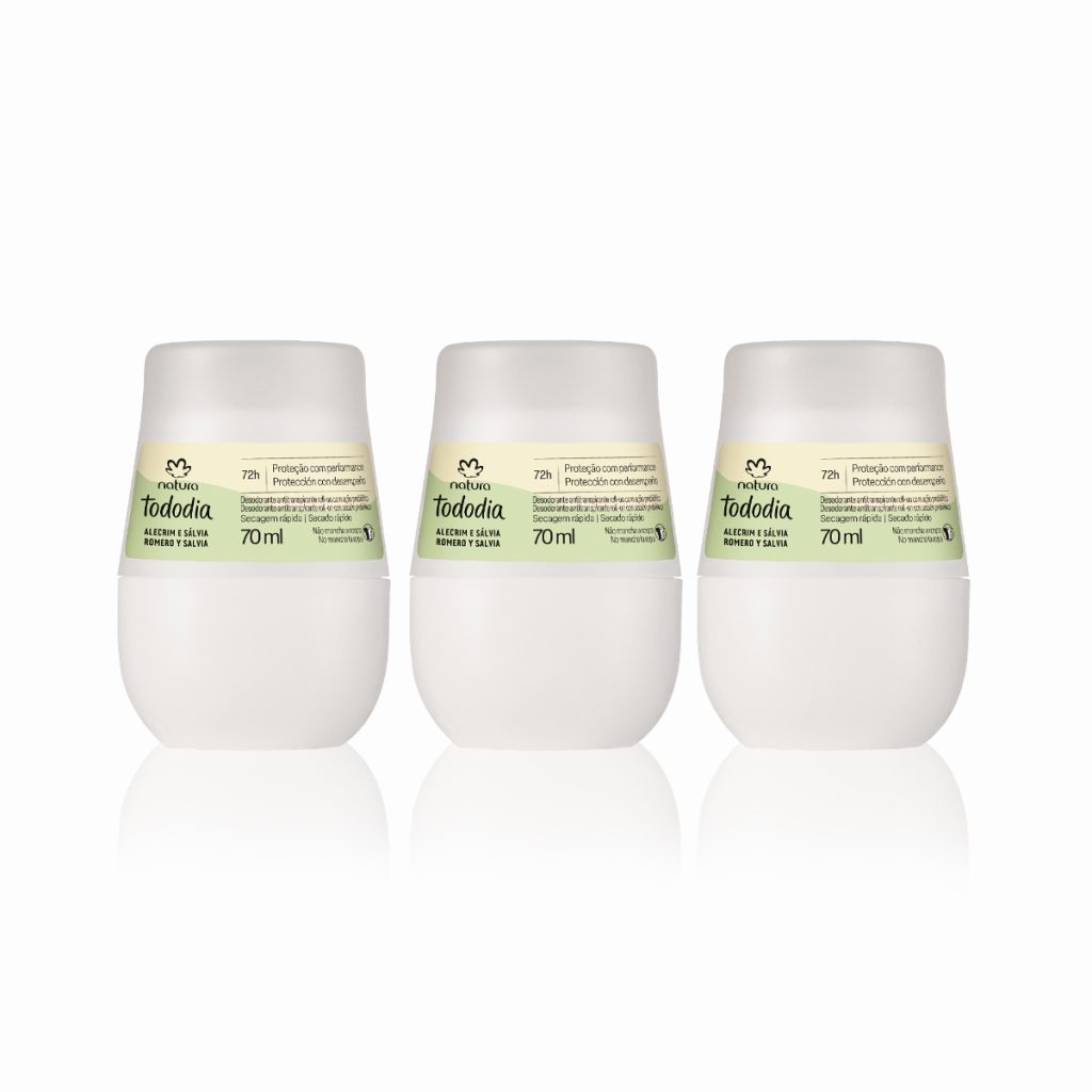 Kit Desodorante Antitranspirante Roll-on Tododia Alecrim e Sálvia (3 unidades)