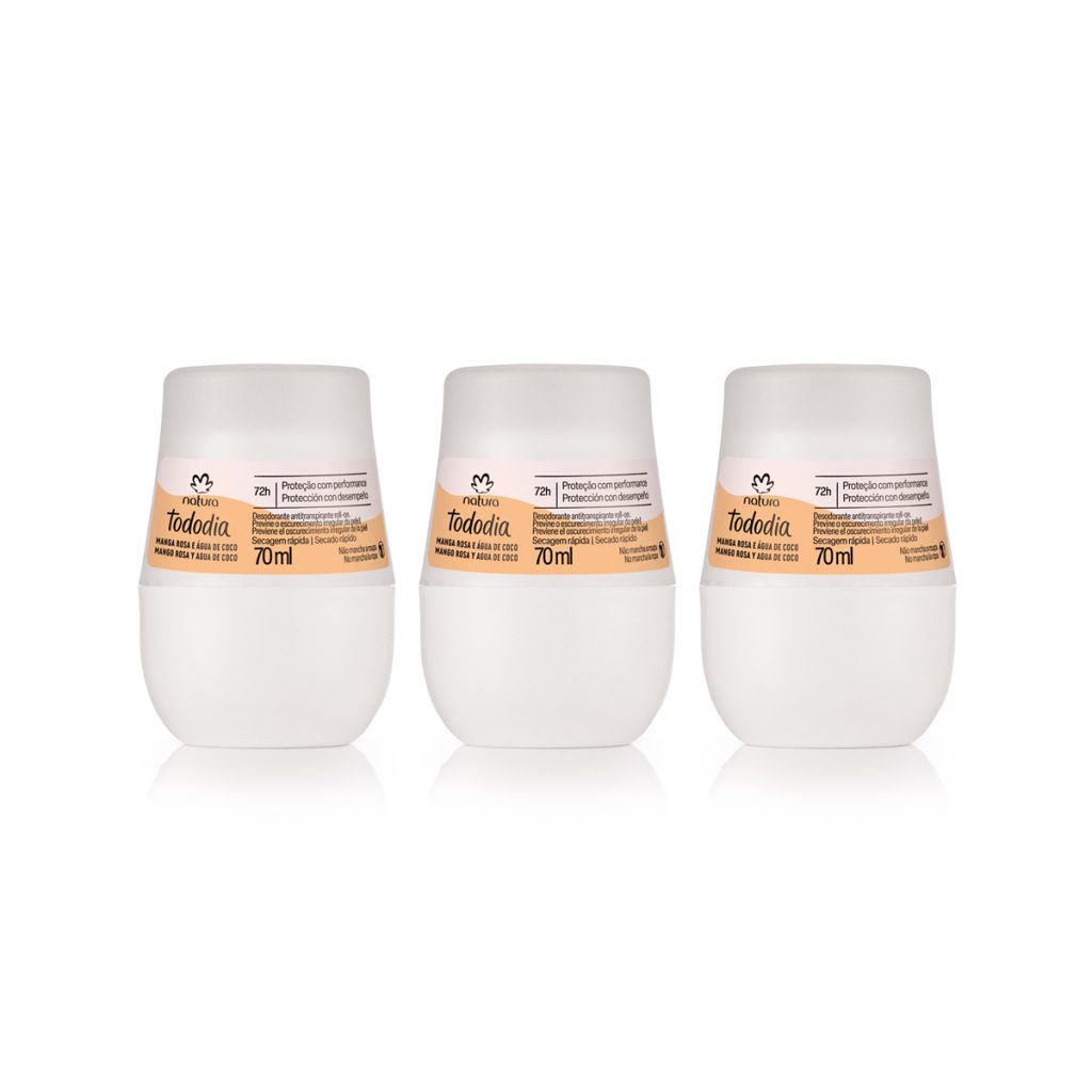 Kit Desodorante Antitranspirante Roll-on Tododia Manga Rosa e Água de Coco (3 unidades)