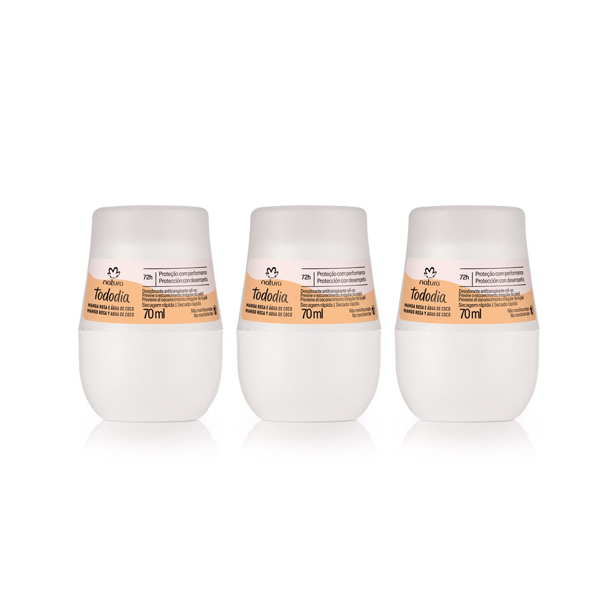 Kit Desodorante Antitranspirante Roll-on Tododia Manga Rosa e Água de Coco (3 unidades) 2 Kit Desodorante Antitranspirante Roll on Tododia Manga Rosa e Agua de