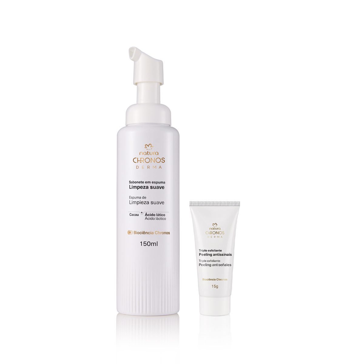 Kit Espuma de Limpeza e Triplo Esfoliante Peeling Antissinais Chronos