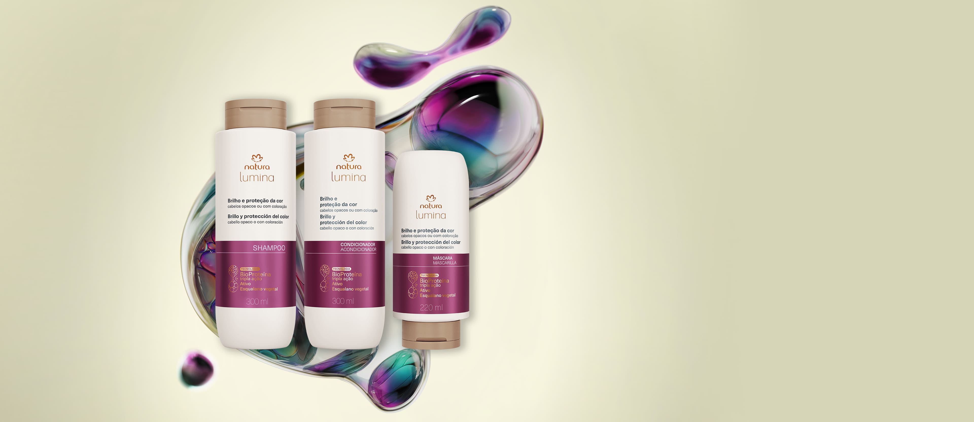 Kit Lumina Brilho e Protecao da Cor Shampoo Condicionador e