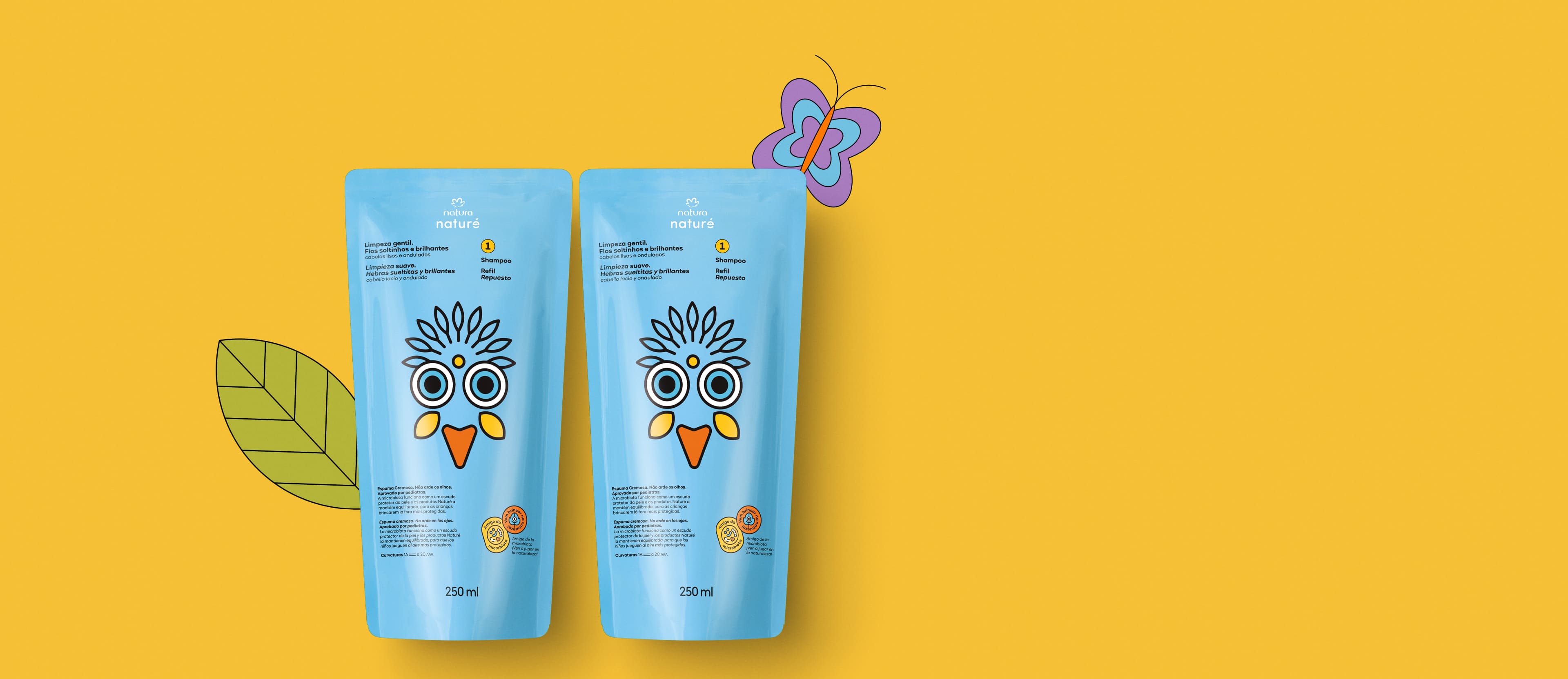 Kit Refil Shampoo para Cabelos Lisos e Ondulados Nature 2