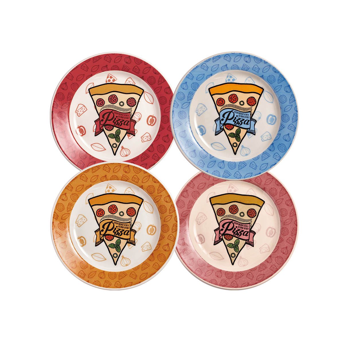Kit 4 Pratos Rasos Cerâmica Pizza 2 Kit 4 Pratos Rasos Ceramica Pizza