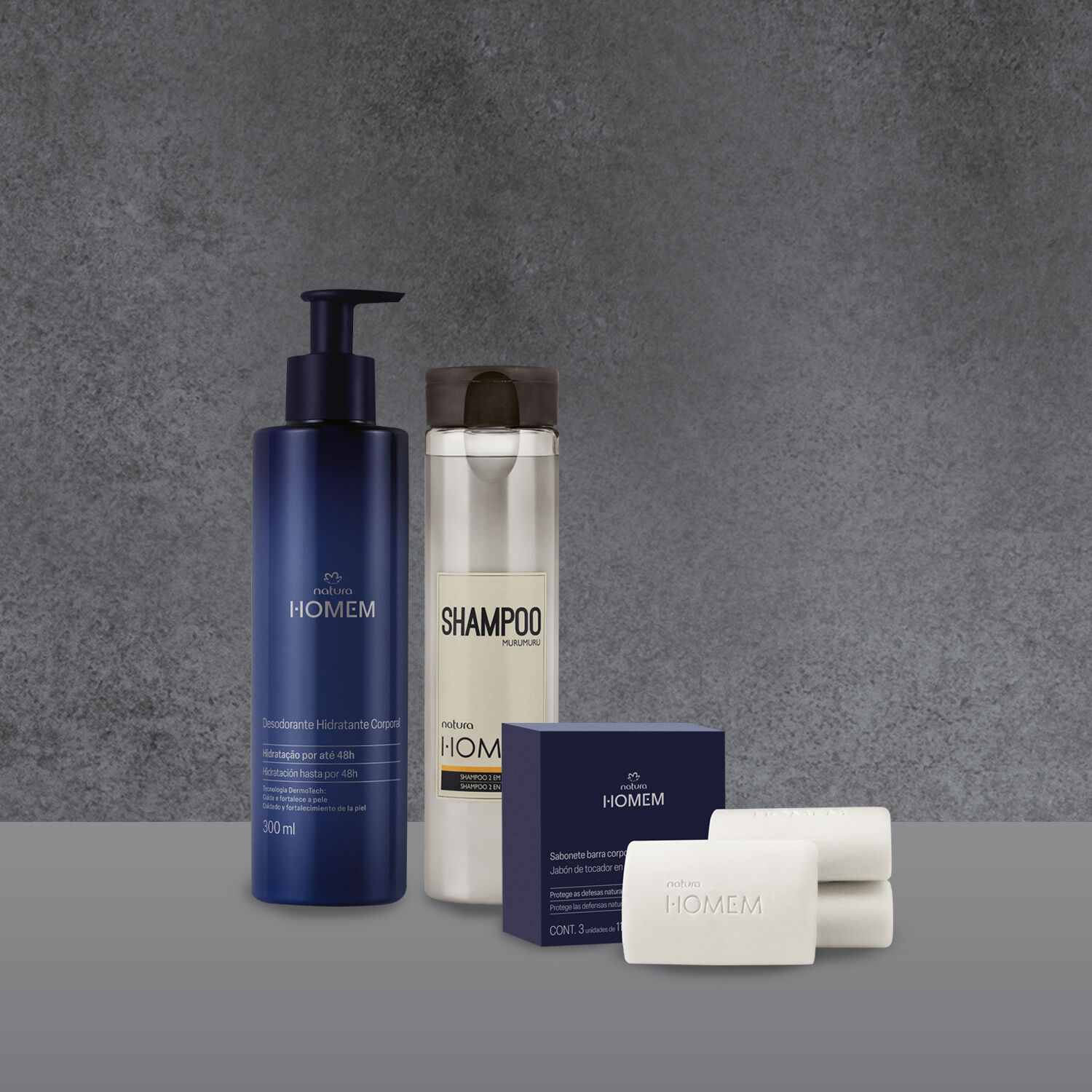 Kit Natura Homem Shampoo, Sabonete em Barra e Hidratante (3 produtos) 3 1776274860 284 Kit Natura Homem Shampoo Sabonete em Barra e Hidratante 3