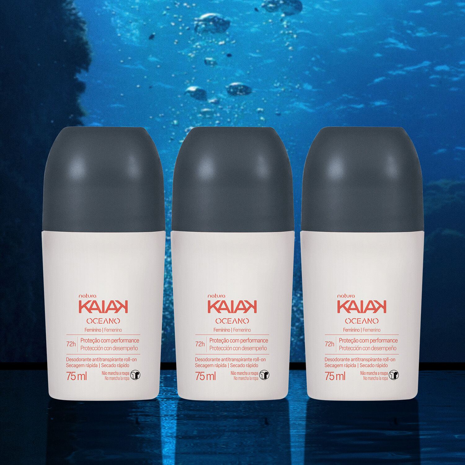 Kit Desodorante Antitranspirante Roll-on Kaiak Oceano Feminino (3 unidades) 3 1776280386 921 Kit Desodorante Antitranspirante Roll on Kaiak Oceano Feminino 3 unidades