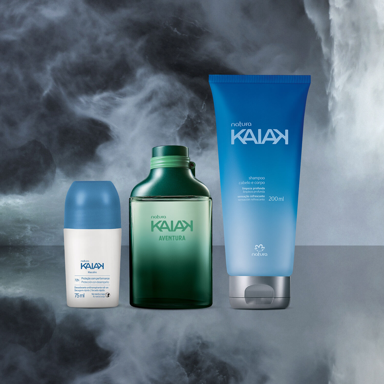 1776280783 277 Kit Kaiak Aventura Masculino Desodorante Roll on e Shampoo 3 produtos