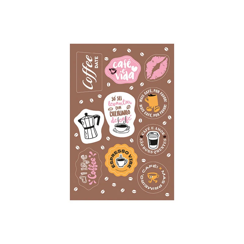 Cartela de Adesivos Coffee Date