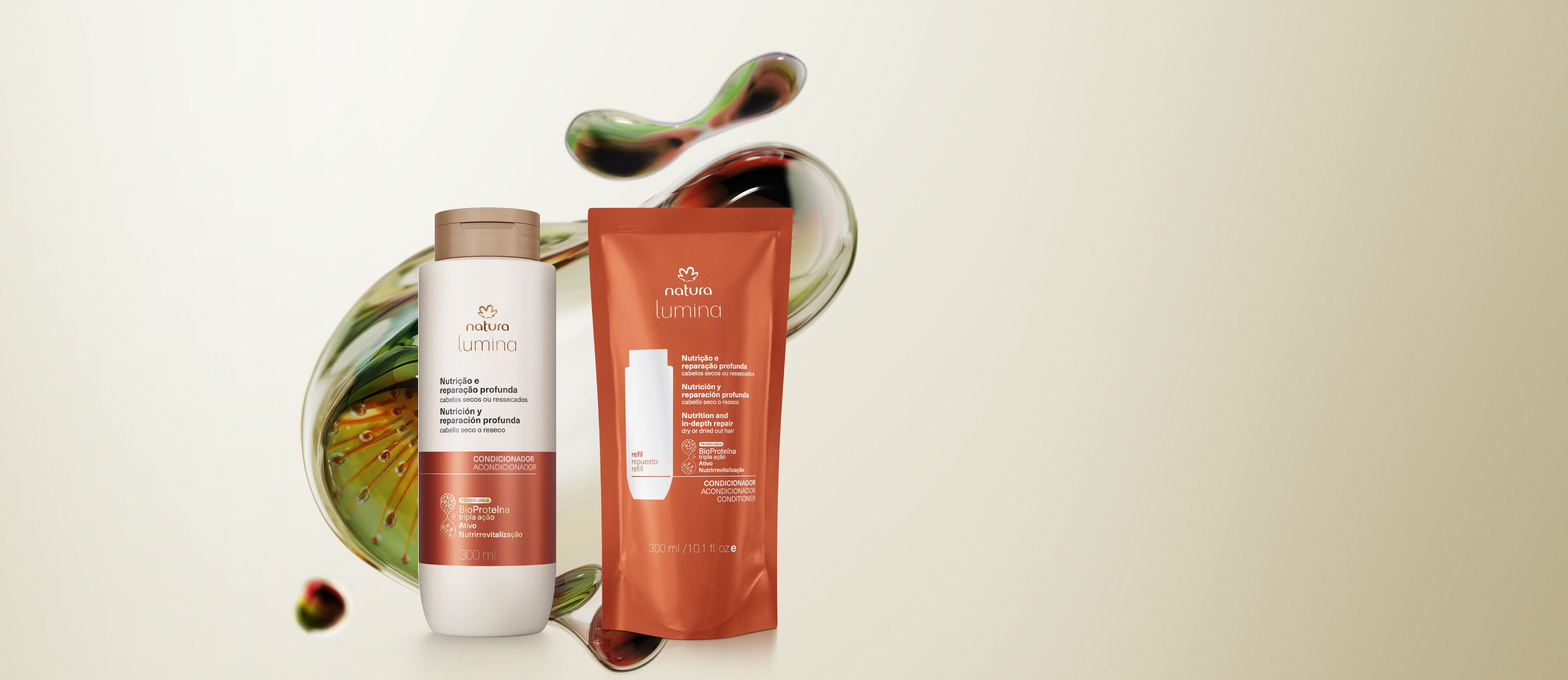 Kit Condicionador Nutrição e Reparação Profunda Lumina com Refil (2 produtos) 2 Kit Condicionador Nutricao e Reparacao Profunda Lumina com Refil 2
