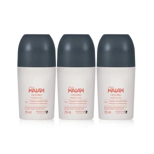 Kit Desodorante Antitranspirante Roll-on Kaiak Oceano Feminino (3 unidades)