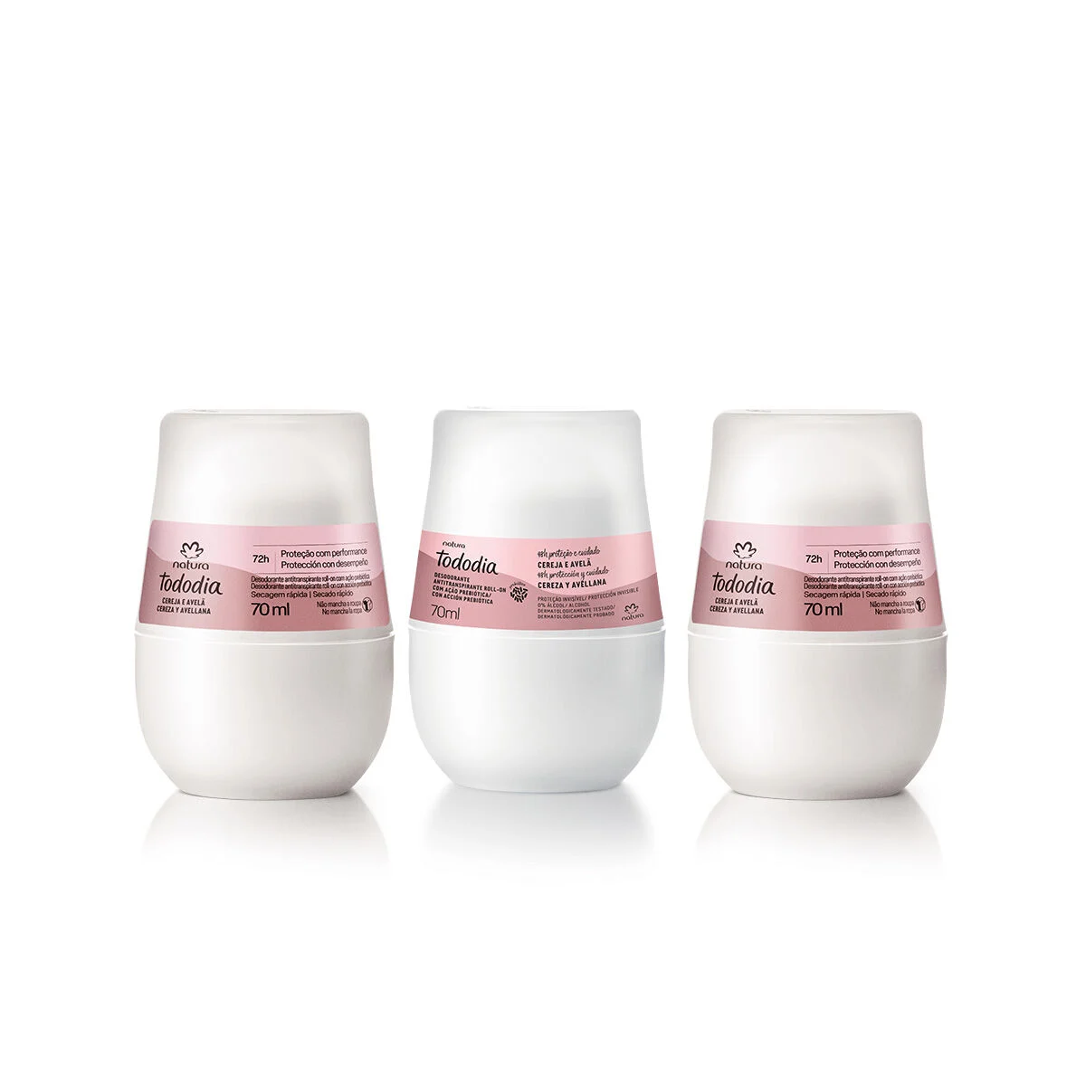 Kit Desodorante Antitranspirante Roll-on Tododia Cereja e Avelã (3 unidades) 2 Kit Desodorante Antitranspirante Roll on Tododia Cereja e Avela 3 unidades