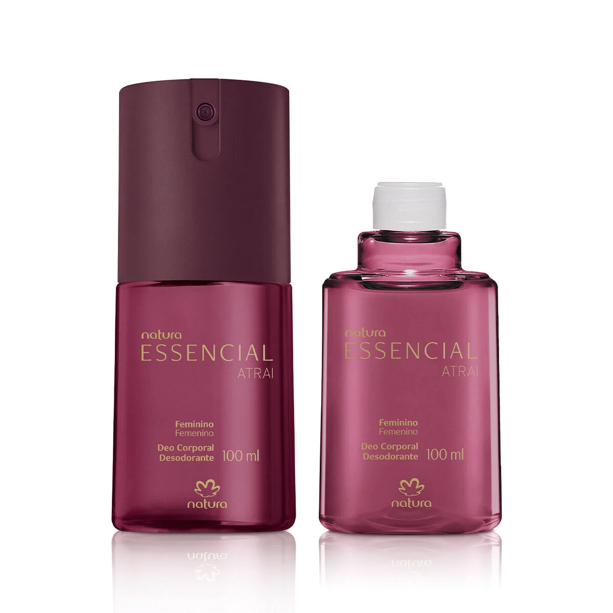 Kit Desodorante Corporal Essencial Atrai Feminino com Refil 2 produtos