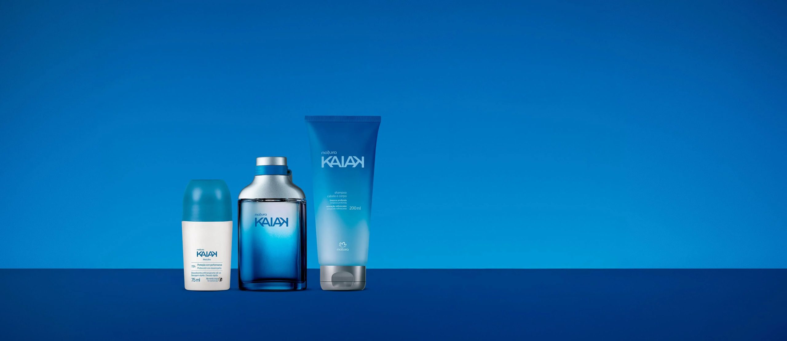 Kit Kaiak Masculino Desodorante Roll on e Shampoo 3 produtos scaled