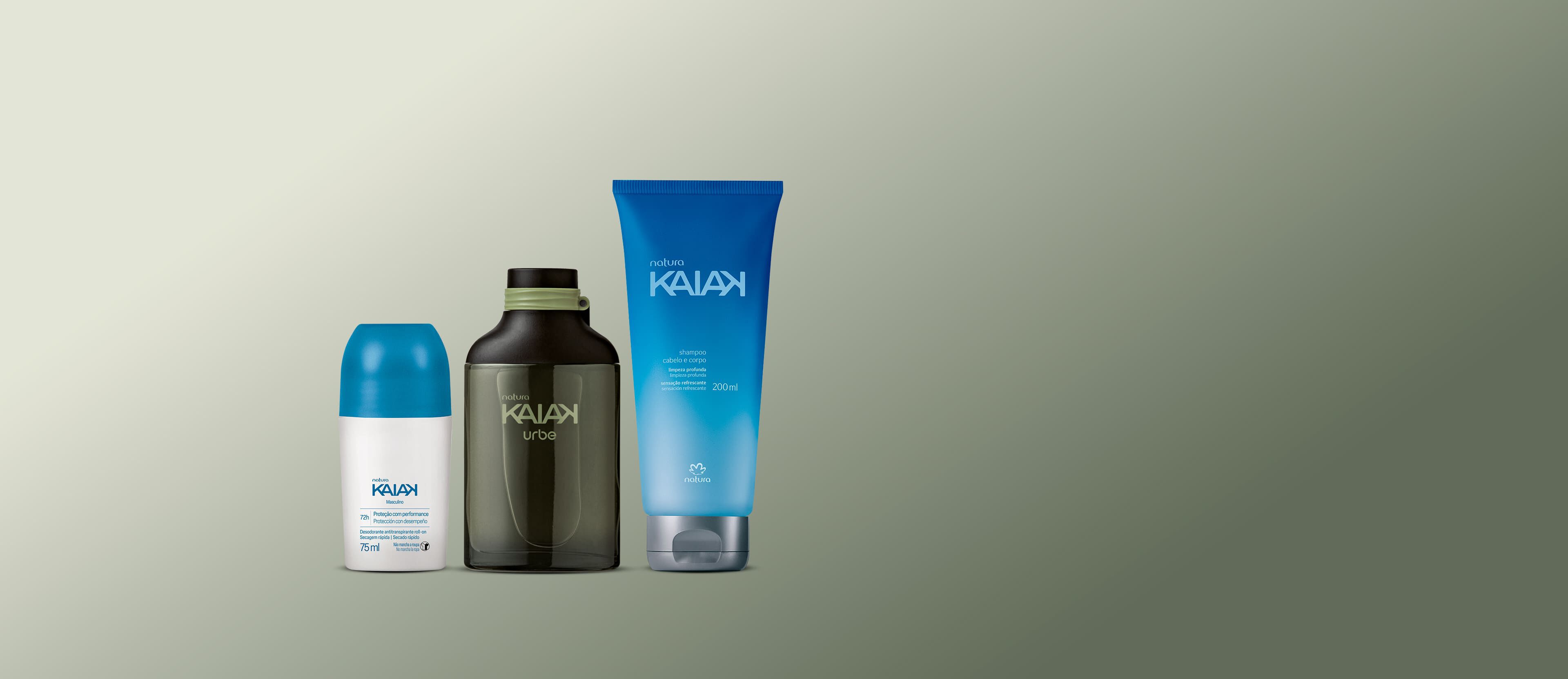Kit Kaiak Urbe Masculino Desodorante Roll on e Shampoo 3 produtos