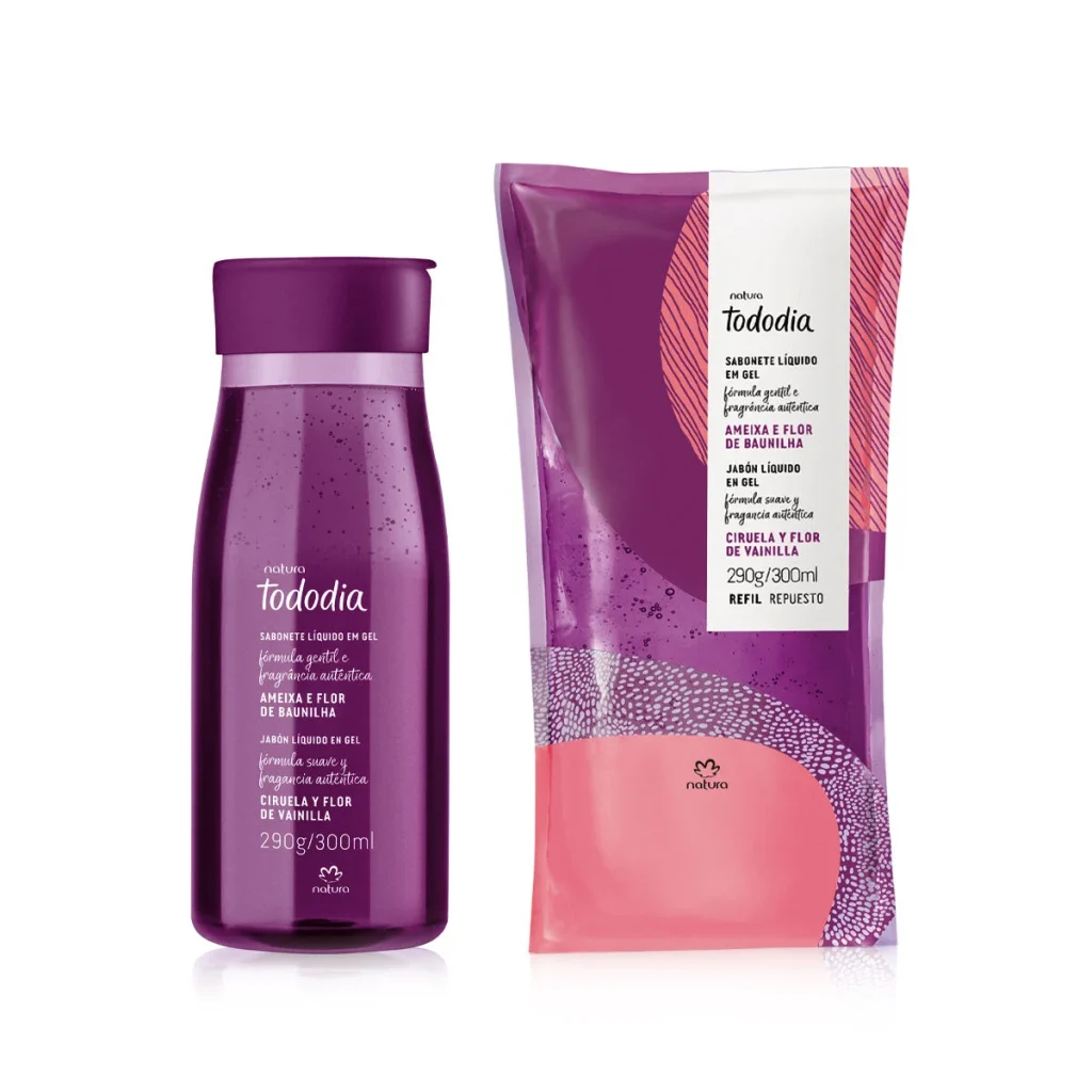 Kit Sabonete Líquido Gel Tododia Ameixa e Flor de Baunilha com Refil (2 produtos)