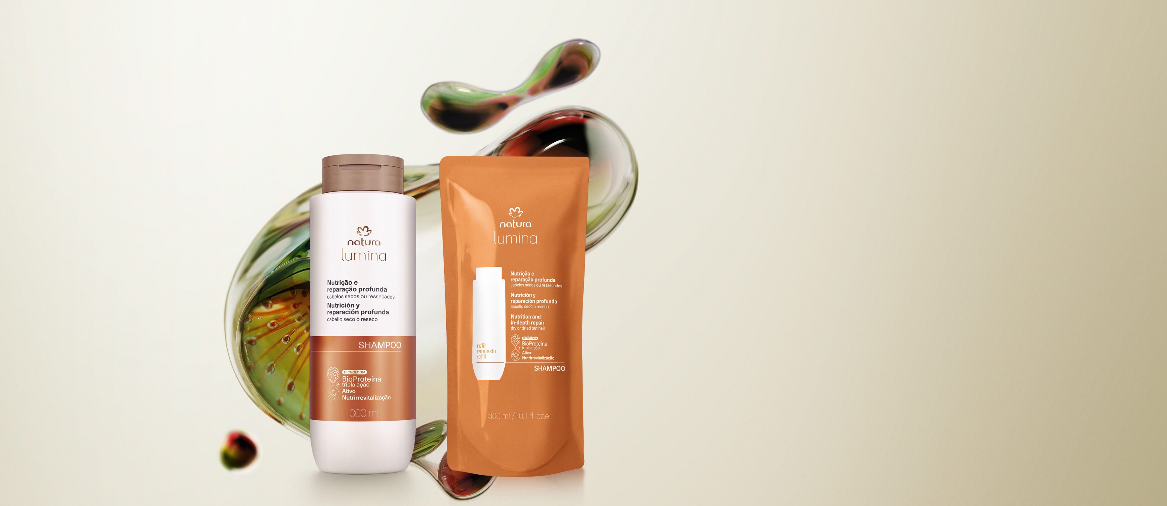 Kit Shampoo Nutricao e Reparacao Profunda Lumina com Refil 2