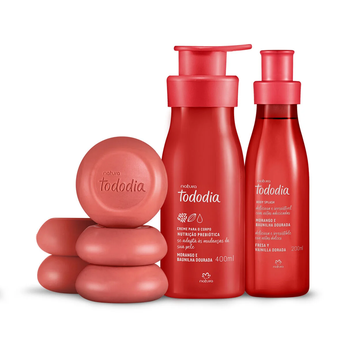 Kit Tododia Morango e Baunilha Dourada com Hidratante Body Splash