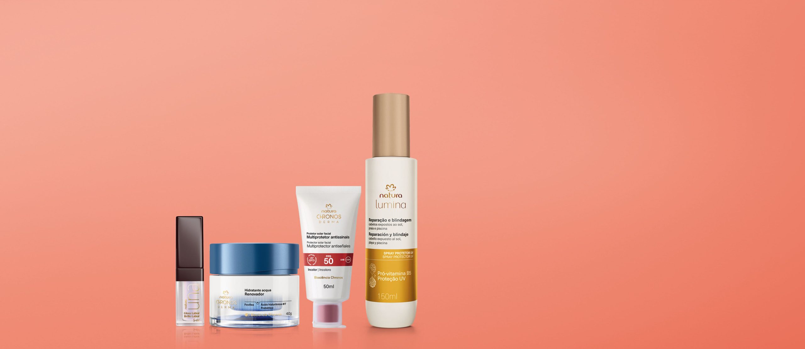 Kit Verao Protetor Solar Hidratante Facial Spray Capilar e Gloss scaled