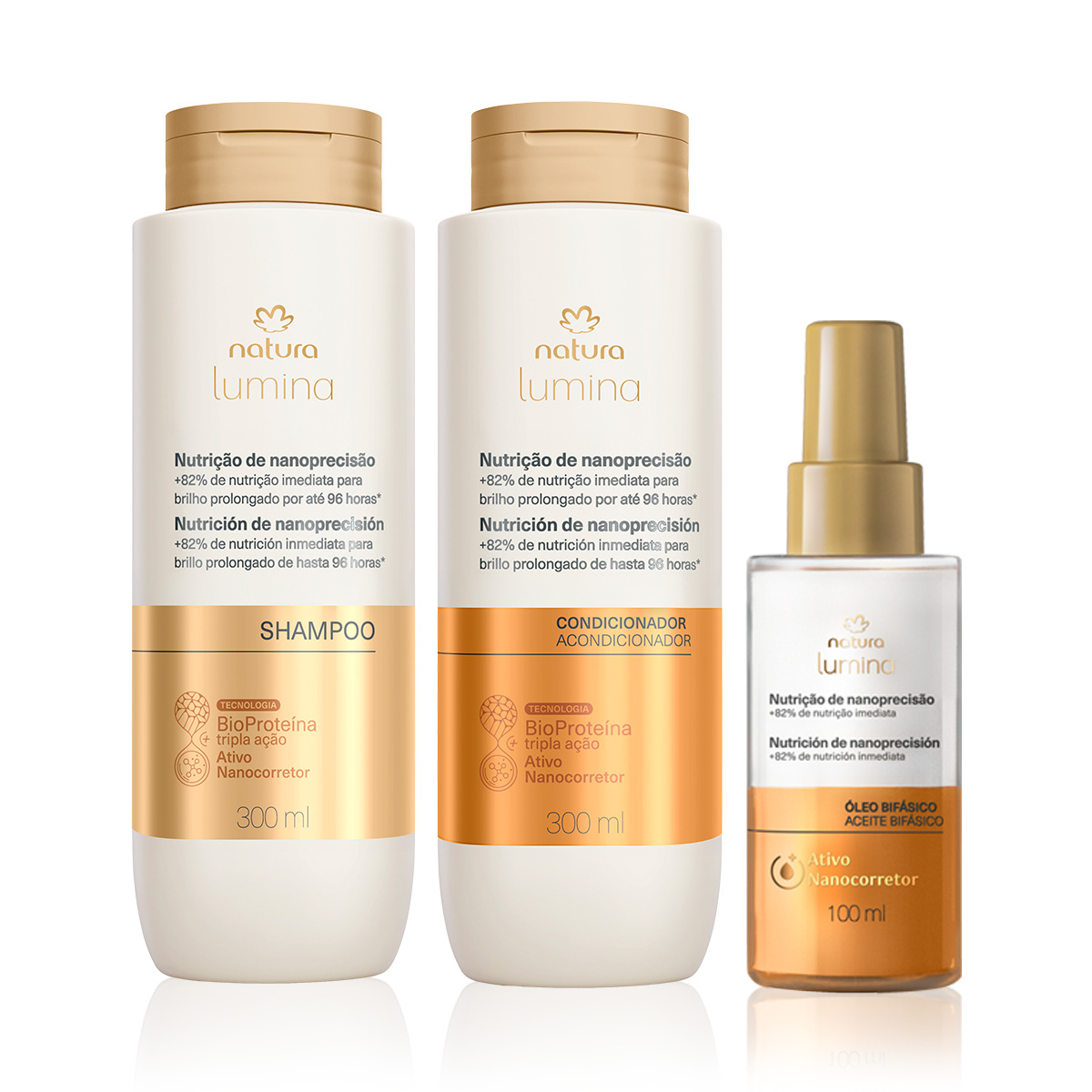 Kit Lumina Nutrição e Nanoprecisão Shampoo, Condicionador e Óleo Bifásico 4 1779387351 412 Kit Lumina Nutricao e Nanoprecisao Shampoo Condicionador e Oleo Bifasico
