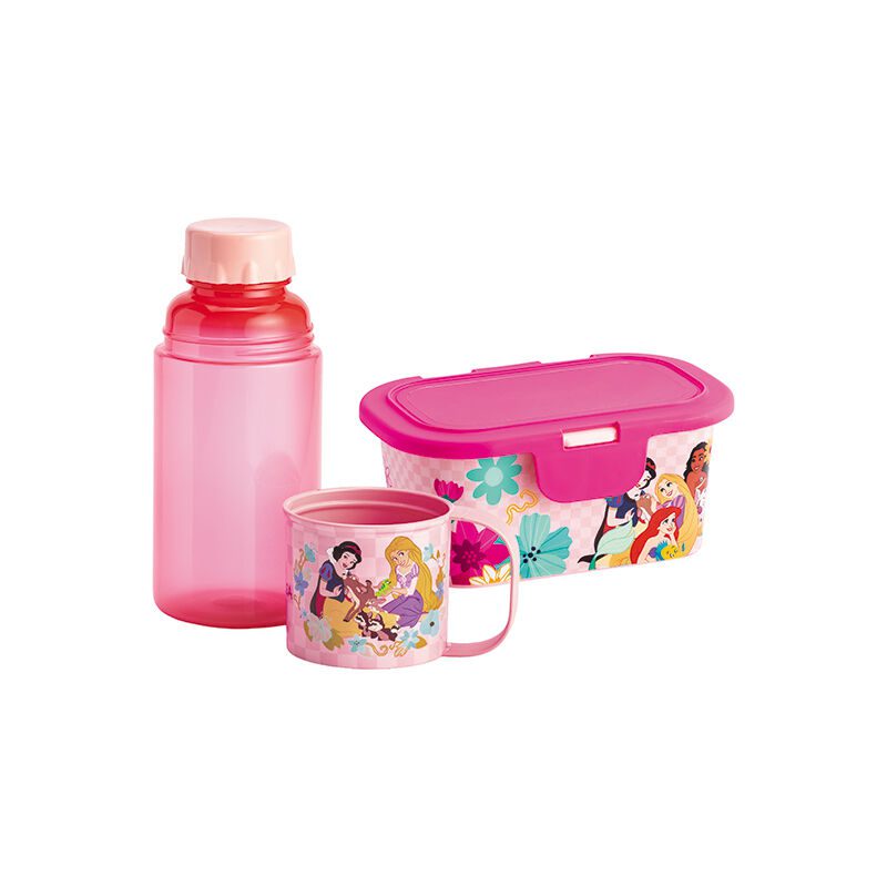 Ce Kit Garrafa E Pote Branca de Neve E Rapunzel