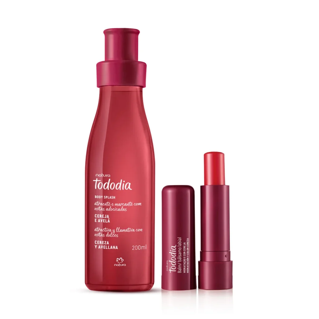 Kit Body Splash e Balm Labial Tododia Cereja e Avelã
