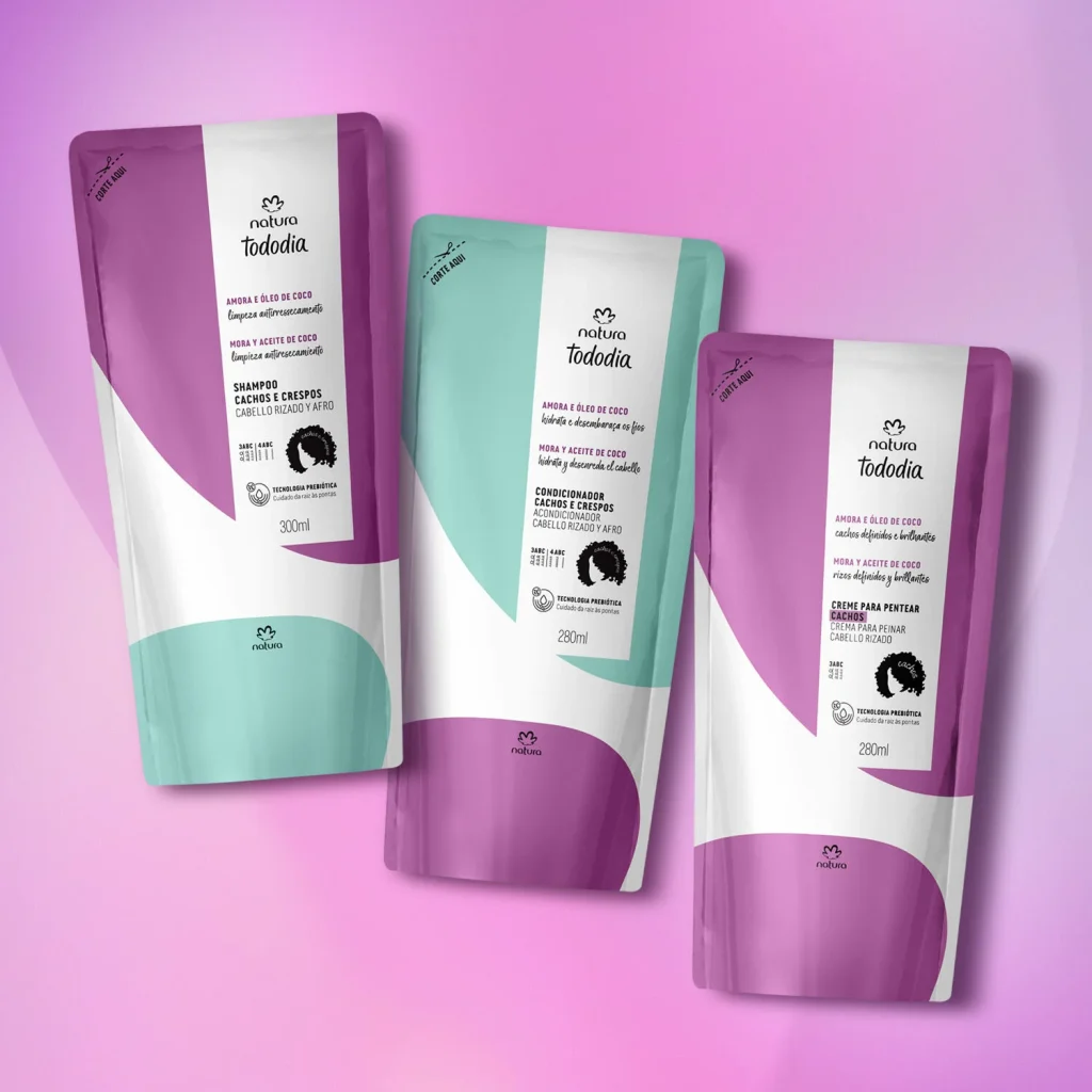 Kit Refil Tododia Shampoo, Condicionador e Creme de pentear para Cachos