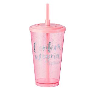 Copo Glitter Com Canudo Rosê [AVNBRA-152150]