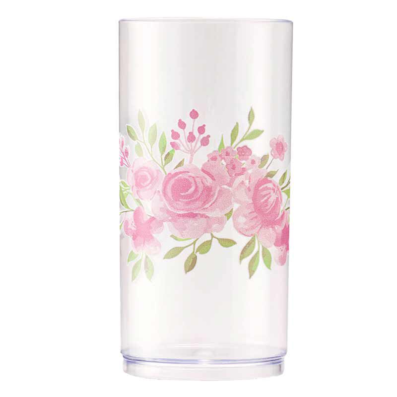Copo de Plástico Rosa Retrô Flores
