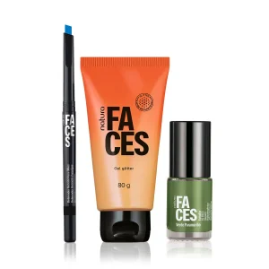 Loja 57 Kit Gel Glitter, Delineador Azul e Esmalte Verde Paramaribo Natura Faces