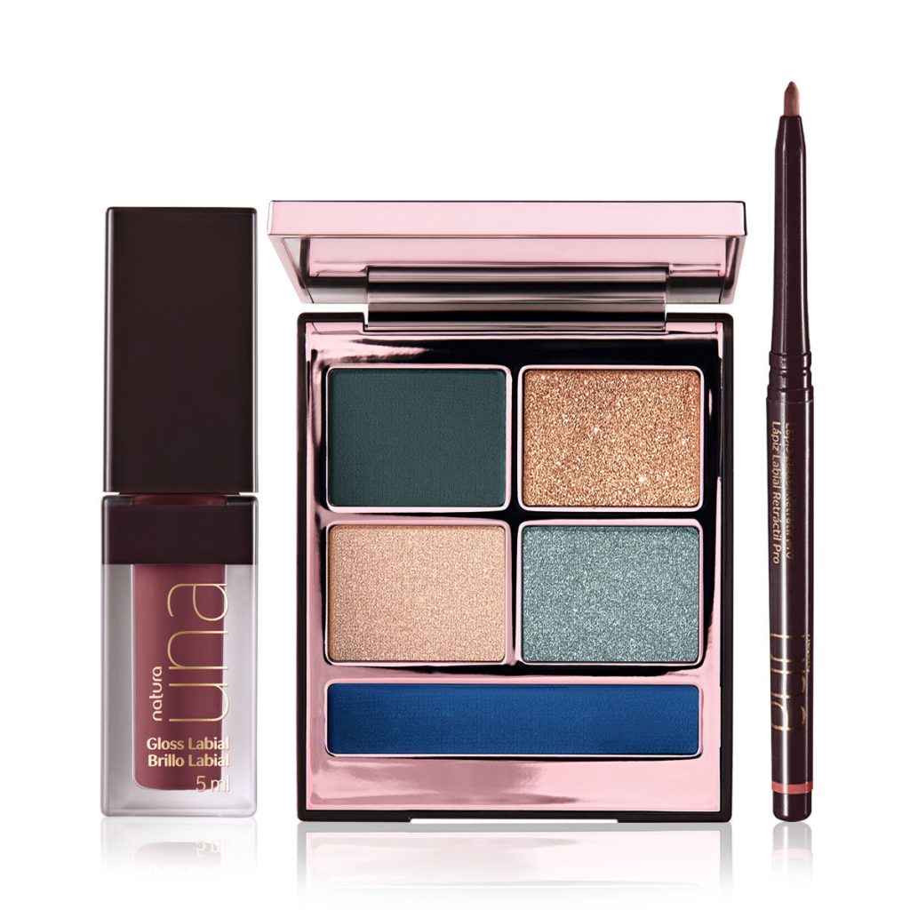 Kit PRO Palette, Lápis Labial e Gloss Rose Natura UNA