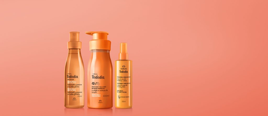 Kit Verão Creme Corporal, Body Splash e Spray Capilar Tododia Manga Rosa e Água de Coco